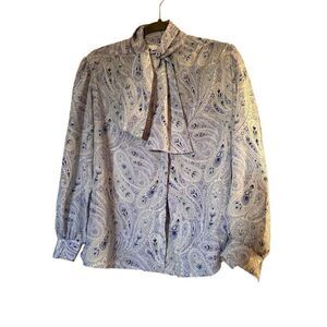 Vintage Tan Jay Paisley Bow Blouse